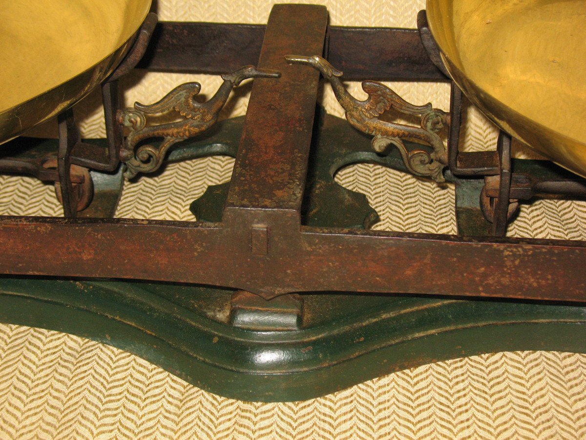 Very Large Béranger Cast Iron Scale In Lyon With A Capacity Of 60 Kg, 19th Century-photo-1