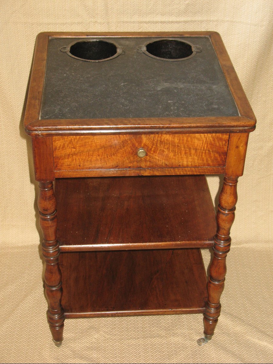 Coffee Table In Walnut With Marble Top 19th Restoration Period-photo-2