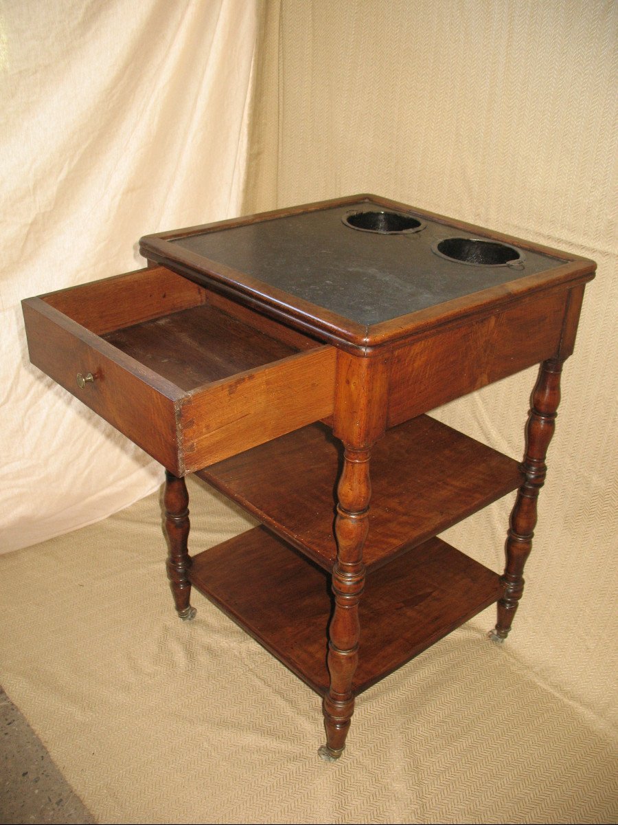 Coffee Table In Walnut With Marble Top 19th Restoration Period-photo-2