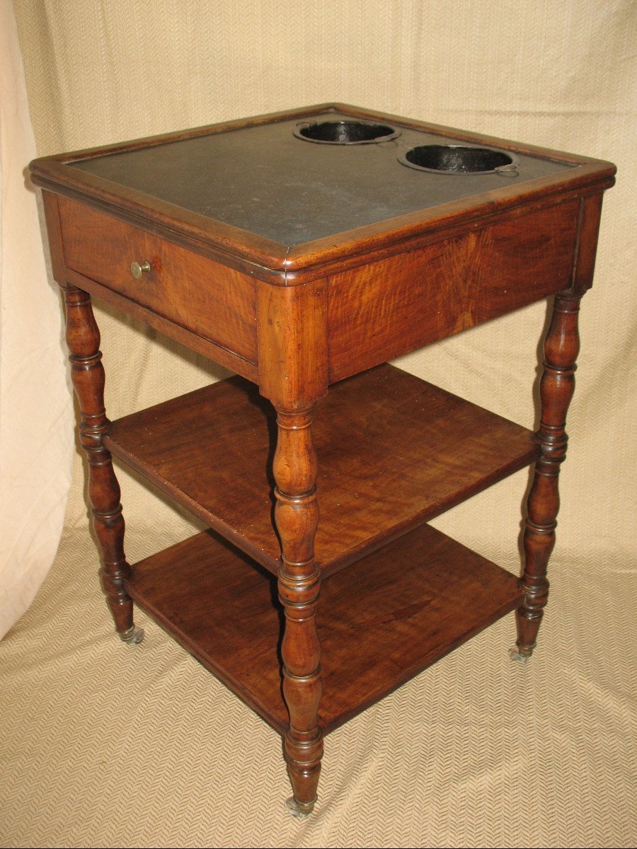 Coffee Table In Walnut With Marble Top 19th Restoration Period-photo-6