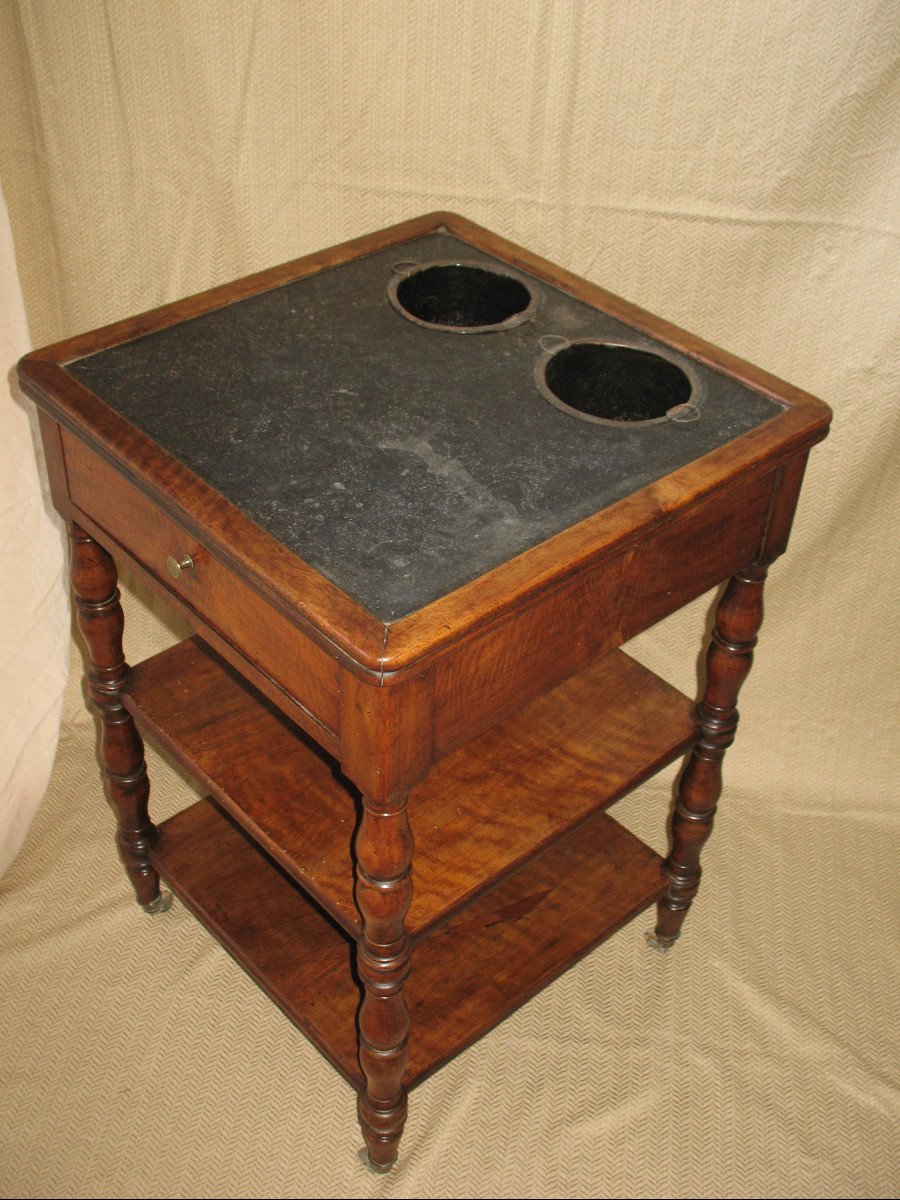 Coffee Table In Walnut With Marble Top 19th Restoration Period-photo-7