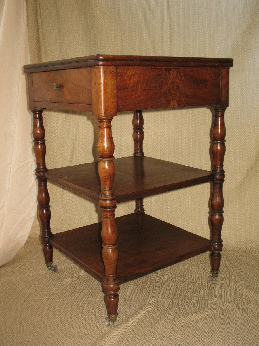 Coffee Table In Walnut With Marble Top 19th Restoration Period-photo-8