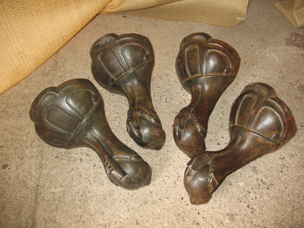 Set Of 4 Cast Iron Bathtub Clogs, 19th Century, Perfect Condition-photo-2