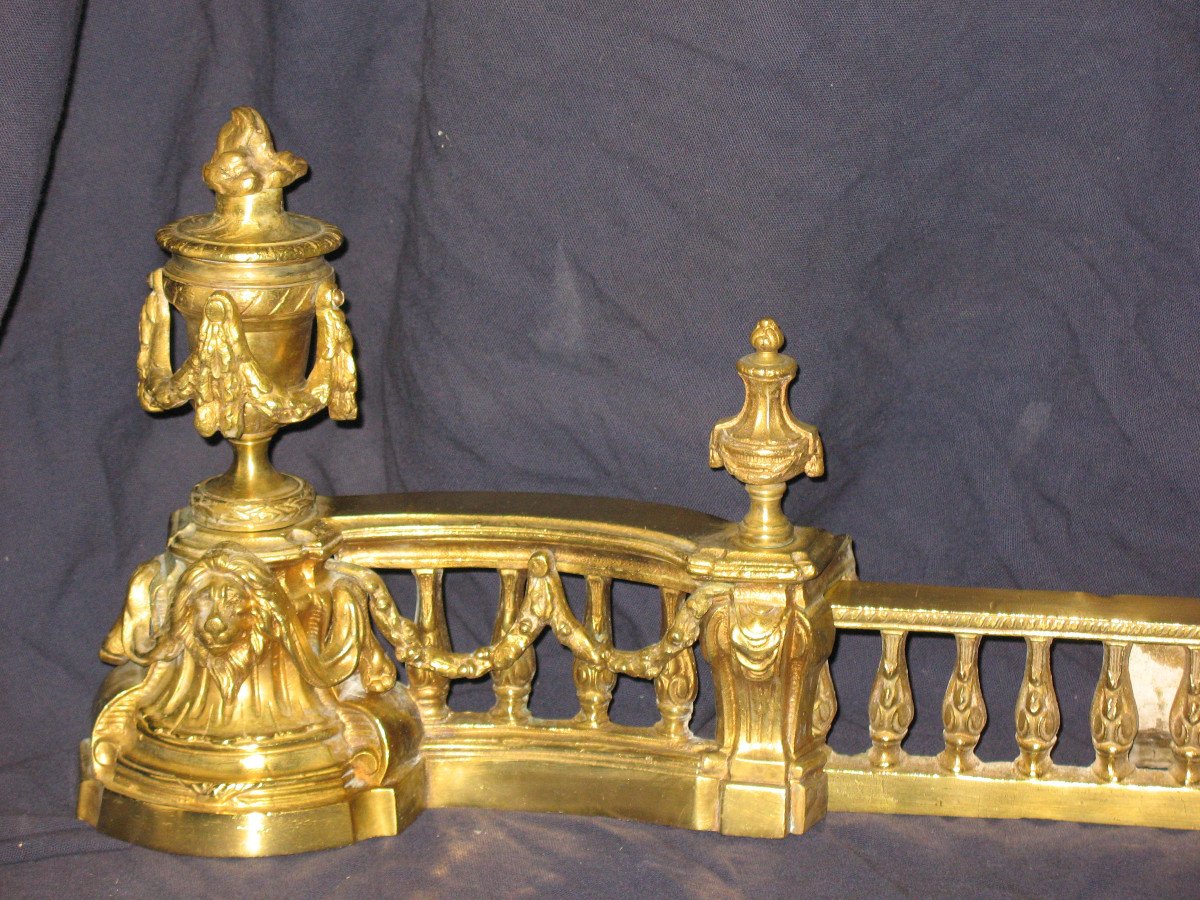 Fireplace Bar, Louis XVI Style Bronze Fire Bar, 19th Century-photo-2