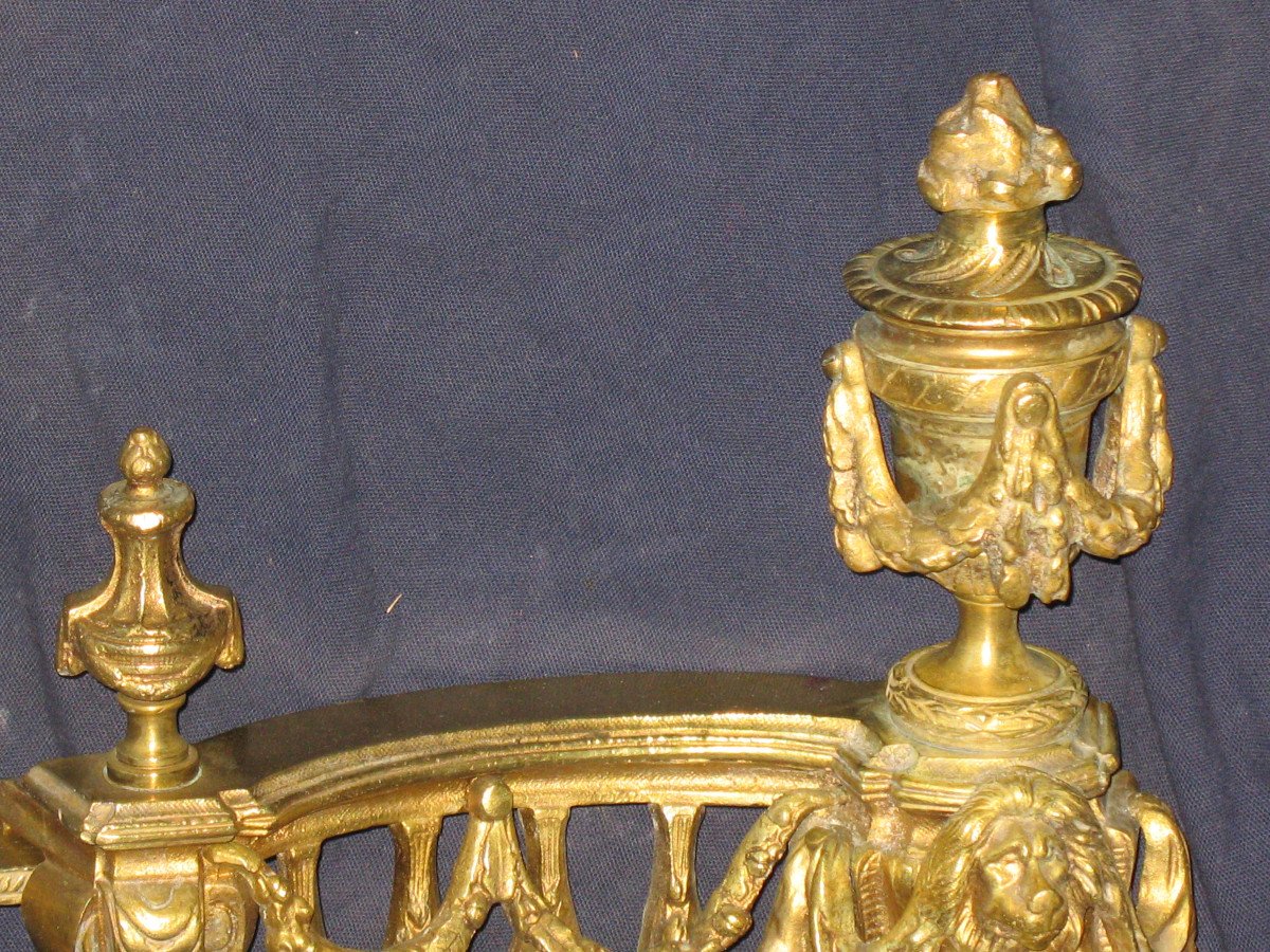 Fireplace Bar, Louis XVI Style Bronze Fire Bar, 19th Century-photo-4