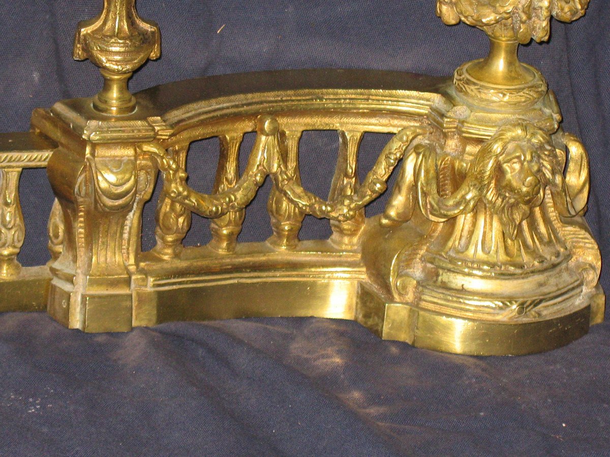 Fireplace Bar, Louis XVI Style Bronze Fire Bar, 19th Century-photo-3