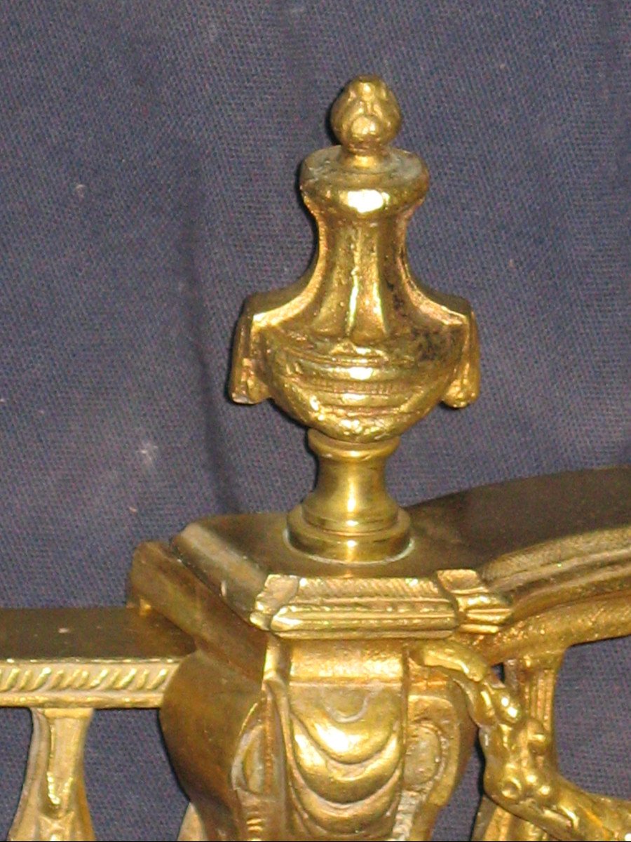 Fireplace Bar, Louis XVI Style Bronze Fire Bar, 19th Century-photo-4