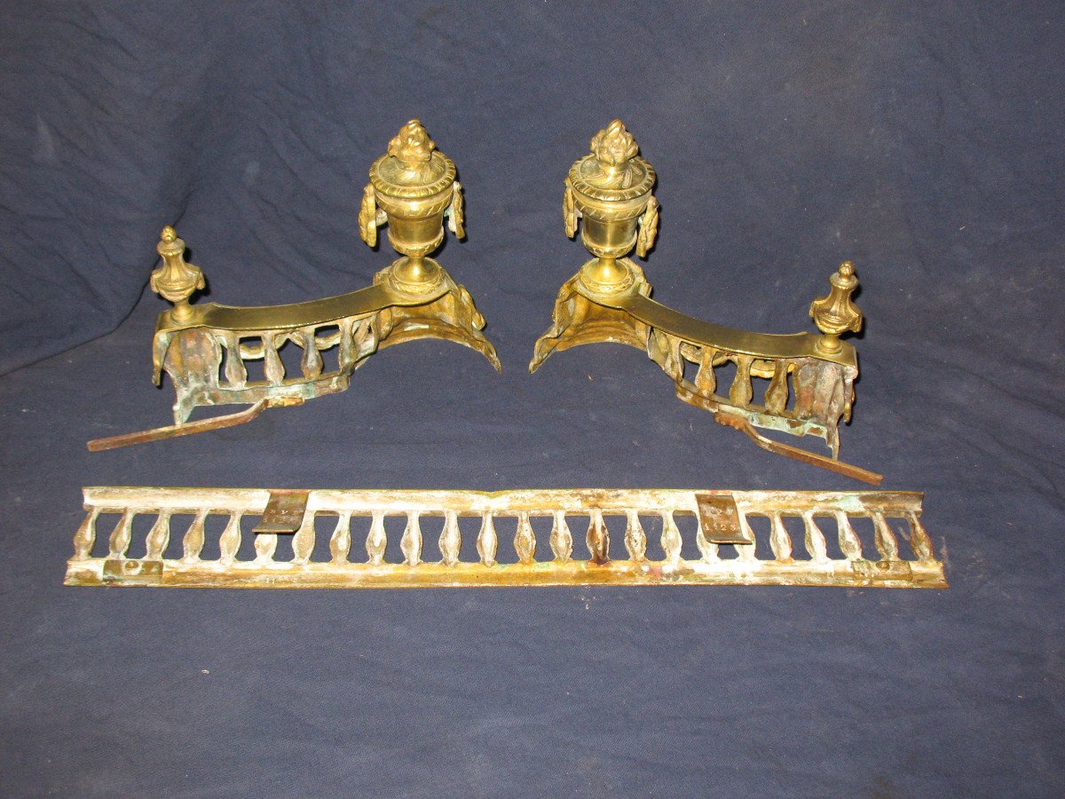 Fireplace Bar, Louis XVI Style Bronze Fire Bar, 19th Century-photo-7