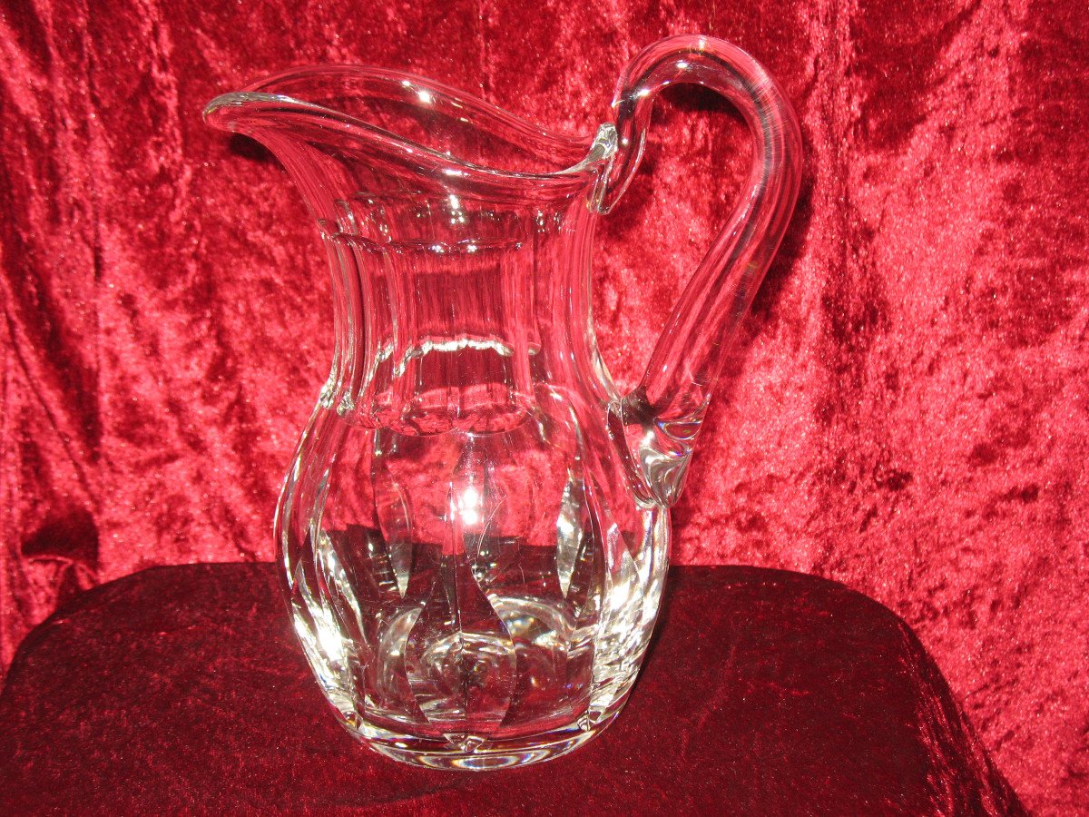 Proantic: Crystal Saint Louis Carafe And Pitcher In Cut Crystal, 20th