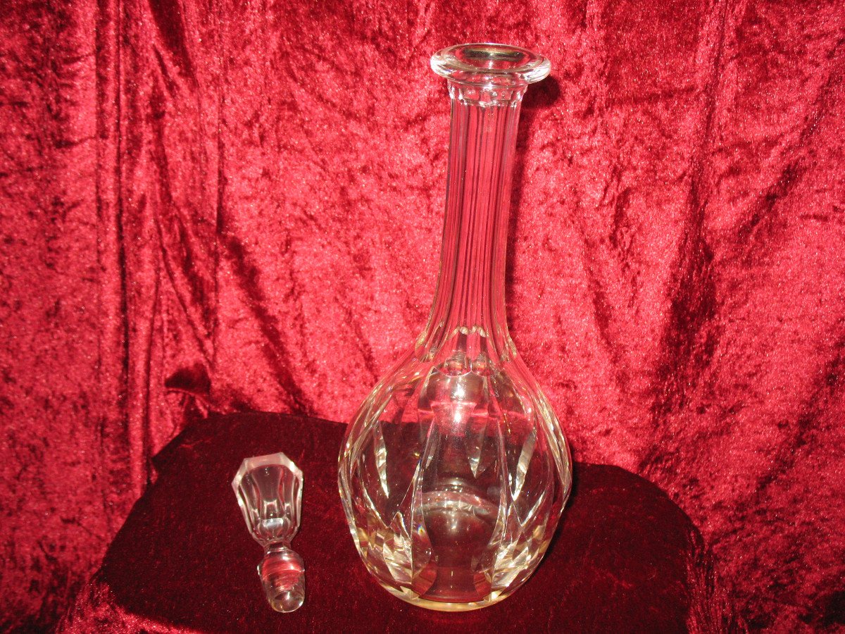 Proantic: Crystal Saint Louis Carafe And Pitcher In Cut Crystal, 20th