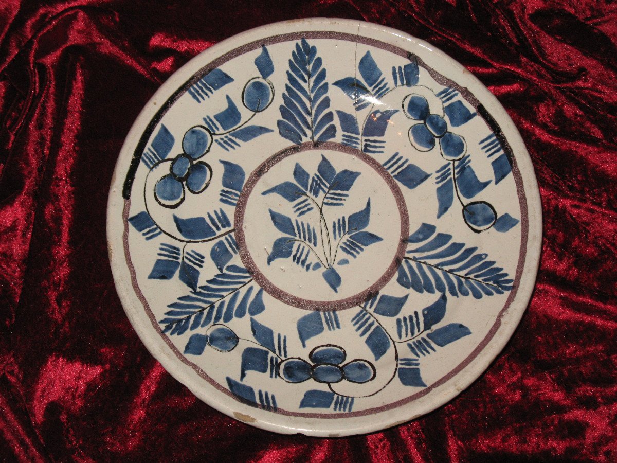 Large Earthenware Dish From Saint Amand Les Eaux, 18th Century-photo-2