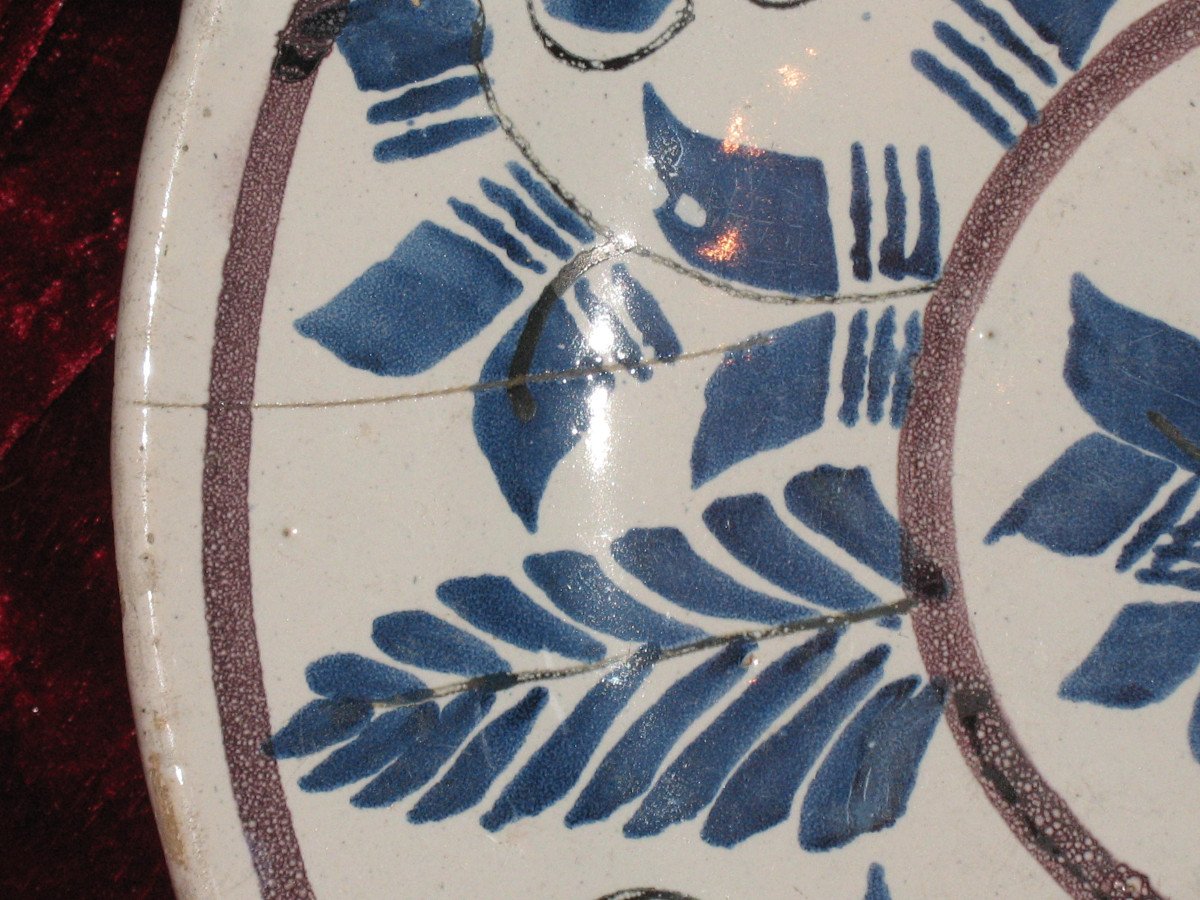 Large Earthenware Dish From Saint Amand Les Eaux, 18th Century-photo-3