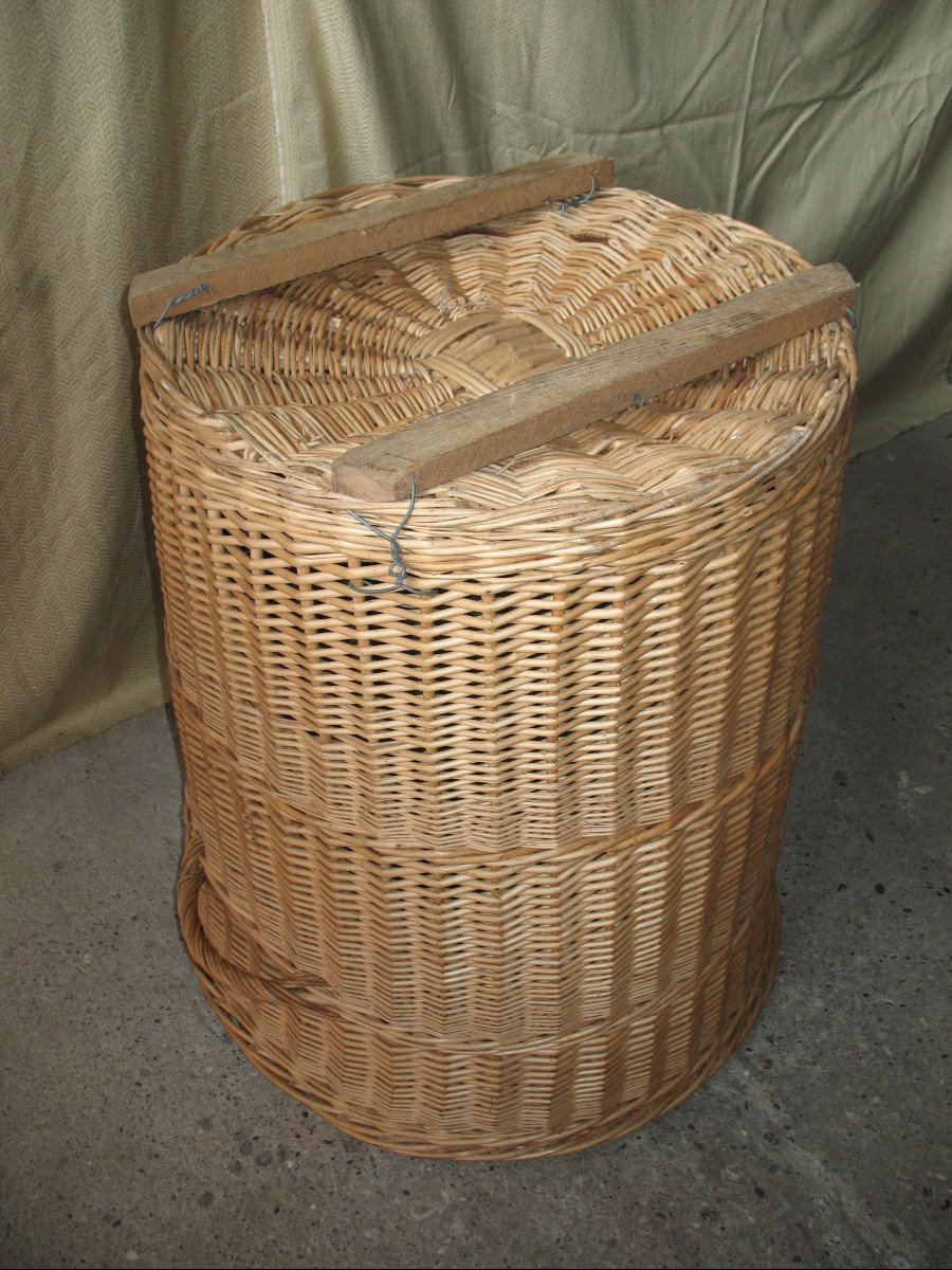 Washerwoman Basket In Woven Wicker Very Large Perfect Condition-photo-2