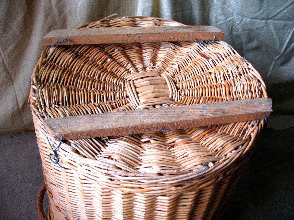 Washerwoman Basket In Woven Wicker Very Large Perfect Condition-photo-3