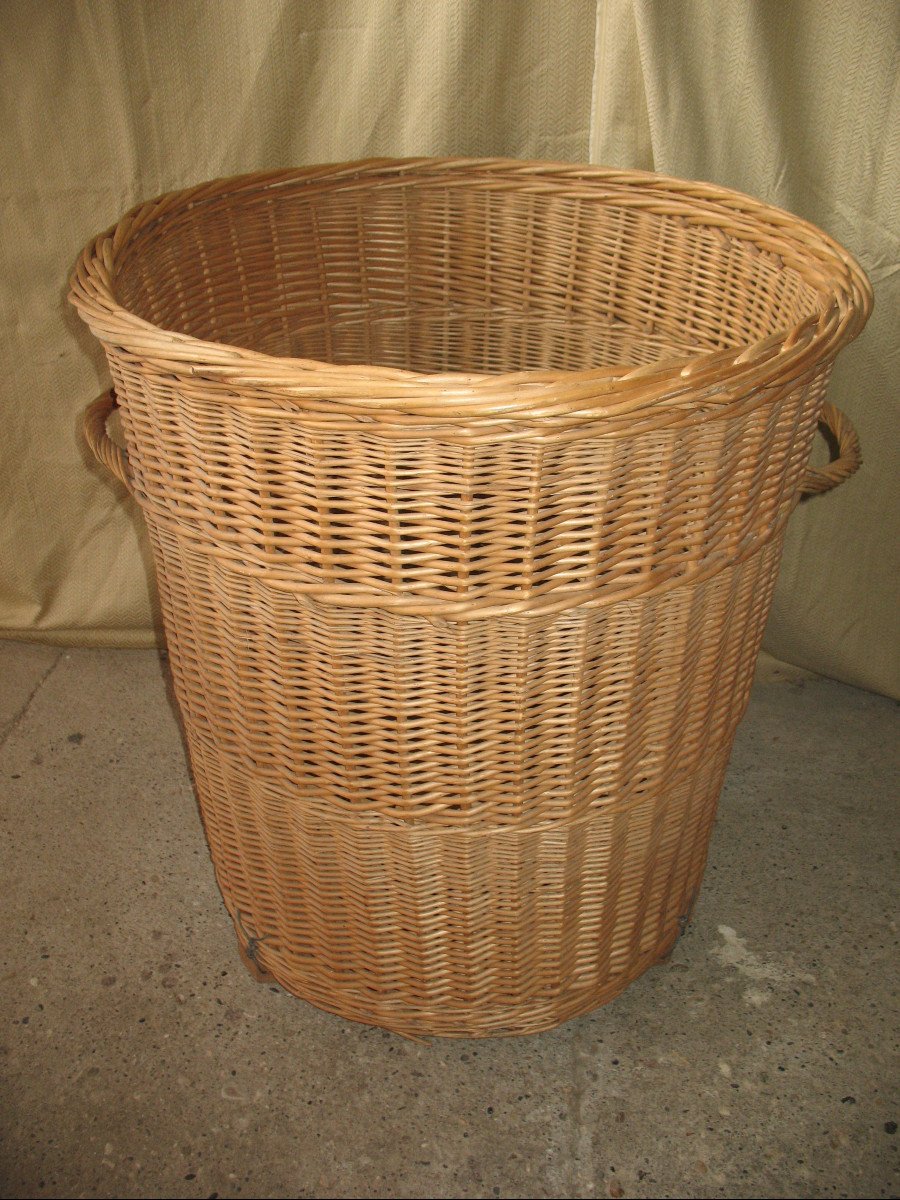 Washerwoman Basket In Woven Wicker Very Large Perfect Condition-photo-4