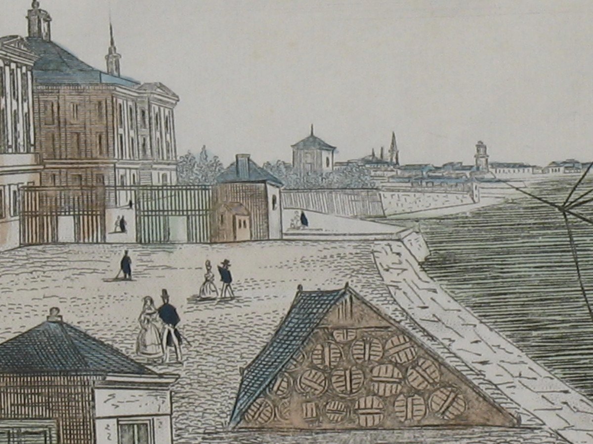 Vue d'optique aquarellée des quais des chartrons à Bordeaux  époque 18ème-photo-2