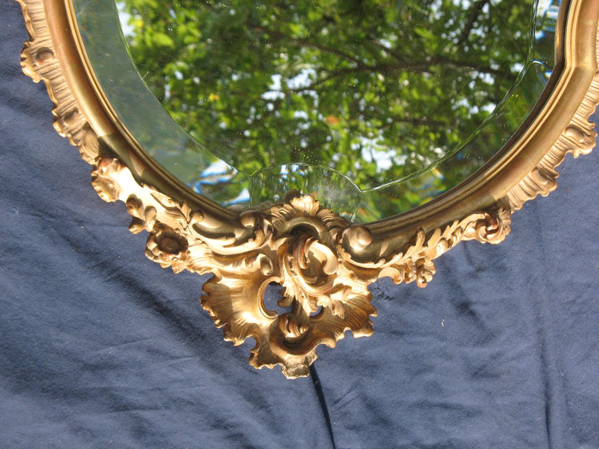 Louis XV Rocaille Style Mirror Gilded With Leaf, 19th Century-photo-3