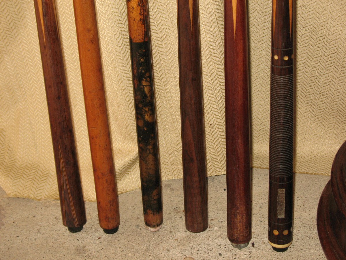 19th Century Rosewood Billiard Cue Holder Complete With 12 Cues-photo-4