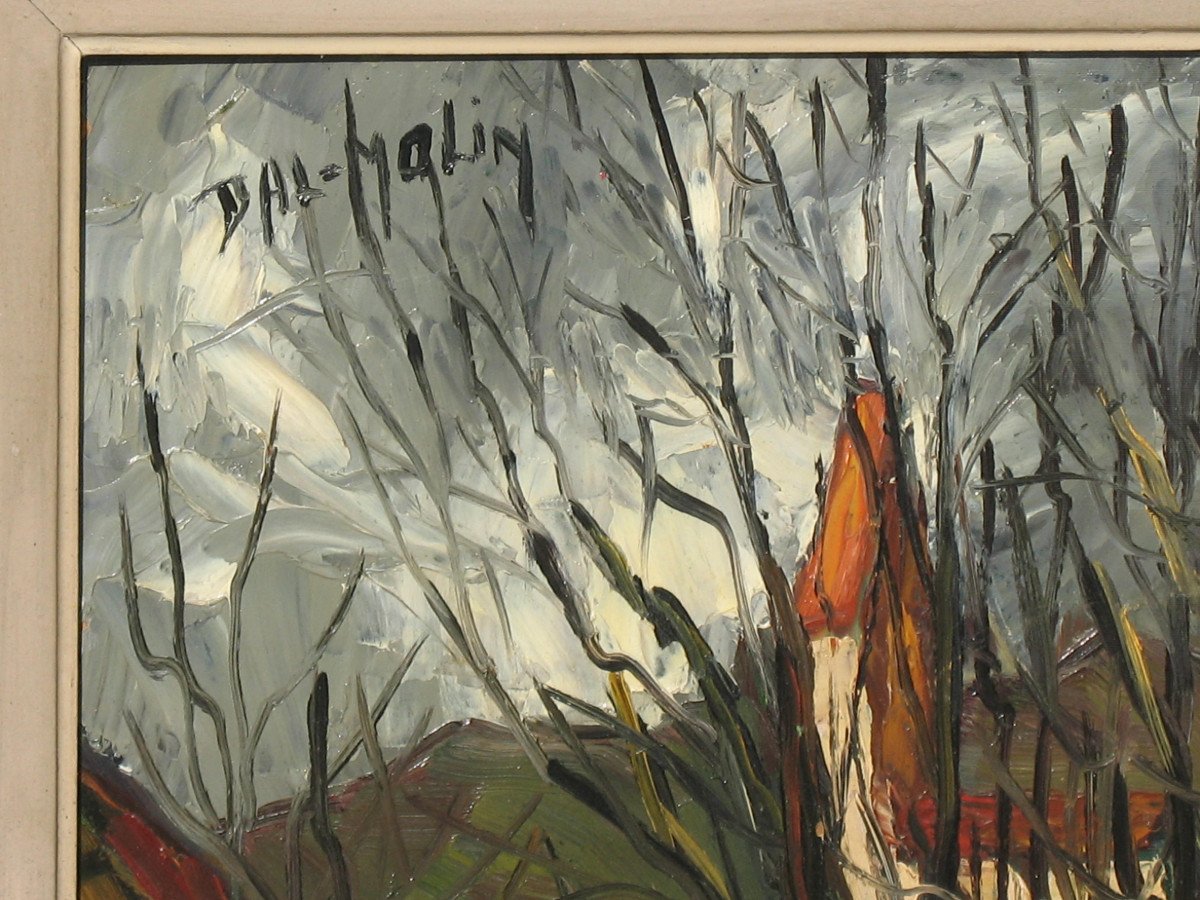 Max Dal Molin (1938-2019) Paysage du Sud-Ouest Huile sur panneau signée-photo-1