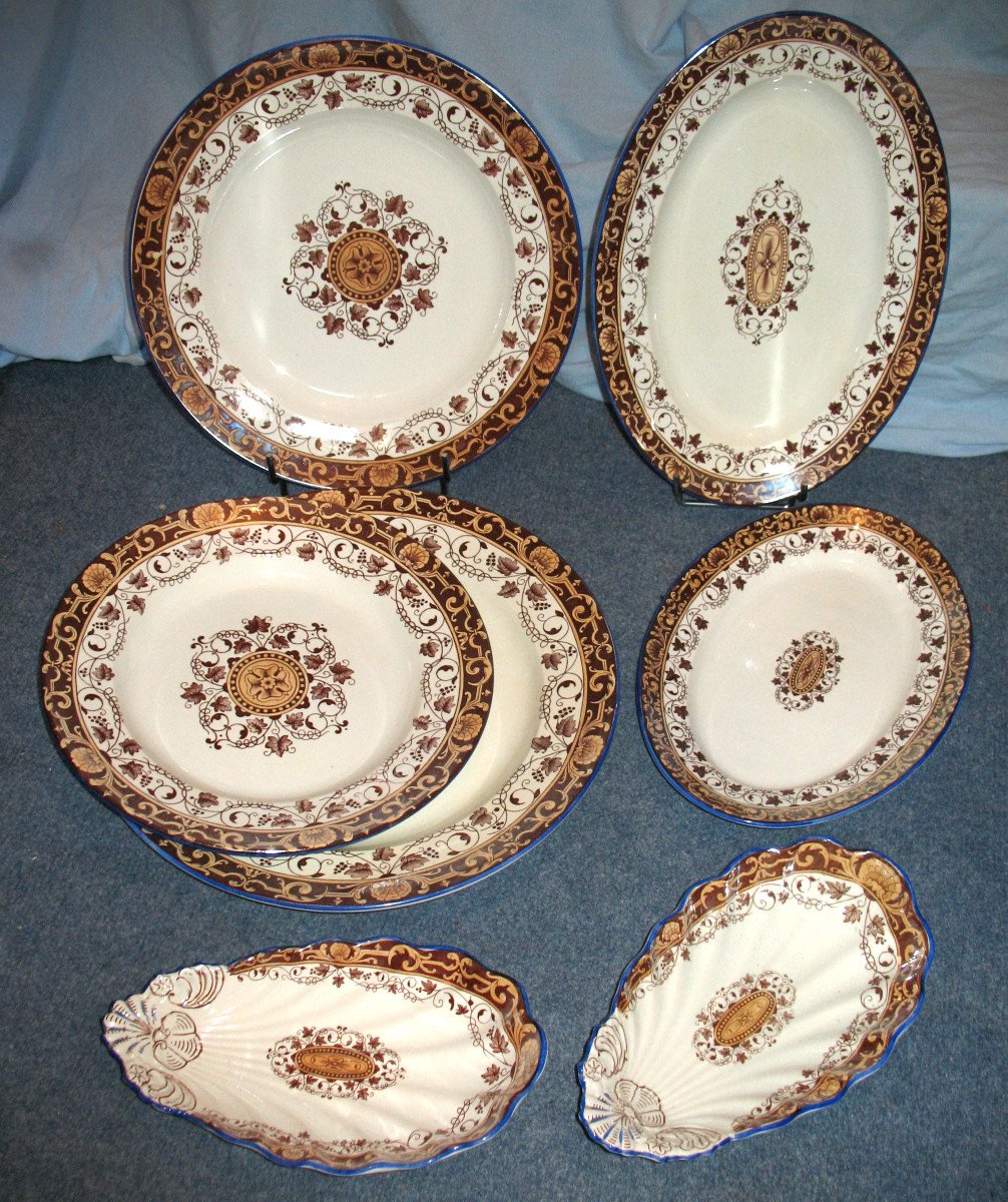 87-piece Dinner Service In Fine Bordeaux Earthenware, Louis XV Decor, Th. 19th J. Old Man-photo-4