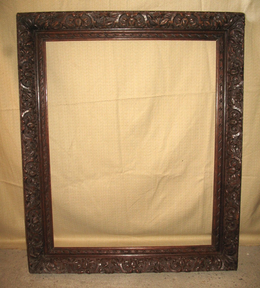 Large Carved Oak Frame From The Early 19th Century, Louis XIII Style-photo-3