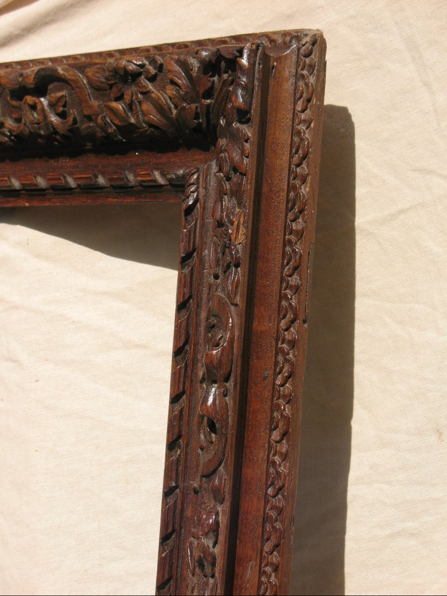 Large Carved Oak Frame From The Early 19th Century, Louis XIII Style-photo-6