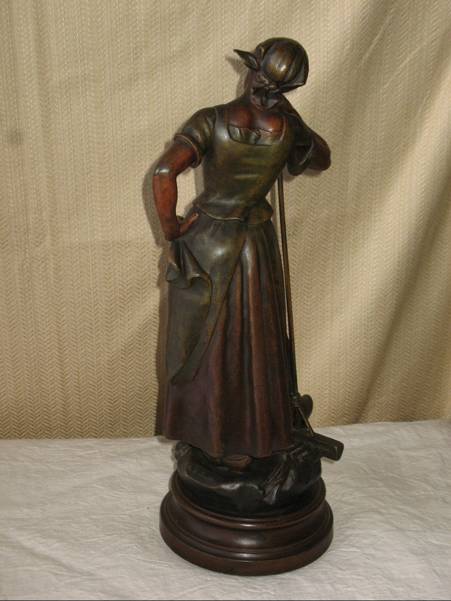 Large Sculpture In Regula "rêverie Aux Champs" By Aj Scott, Late 19th Century-photo-4