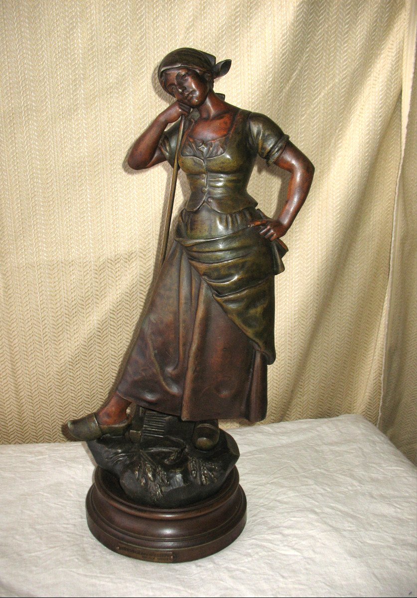 Large Sculpture In Regula "rêverie Aux Champs" By Aj Scott, Late 19th Century