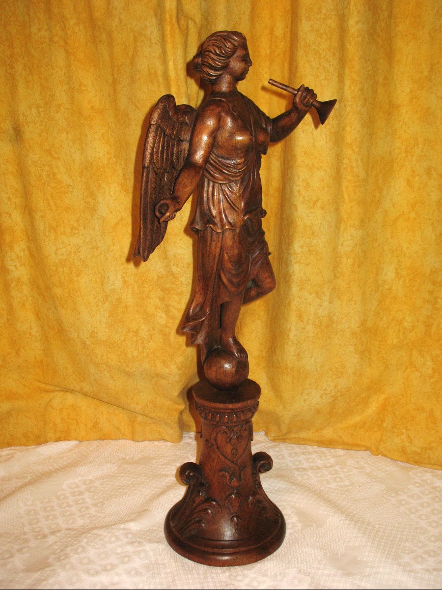 Winged Victory Large Wooden Sculpture 20th Century-photo-4