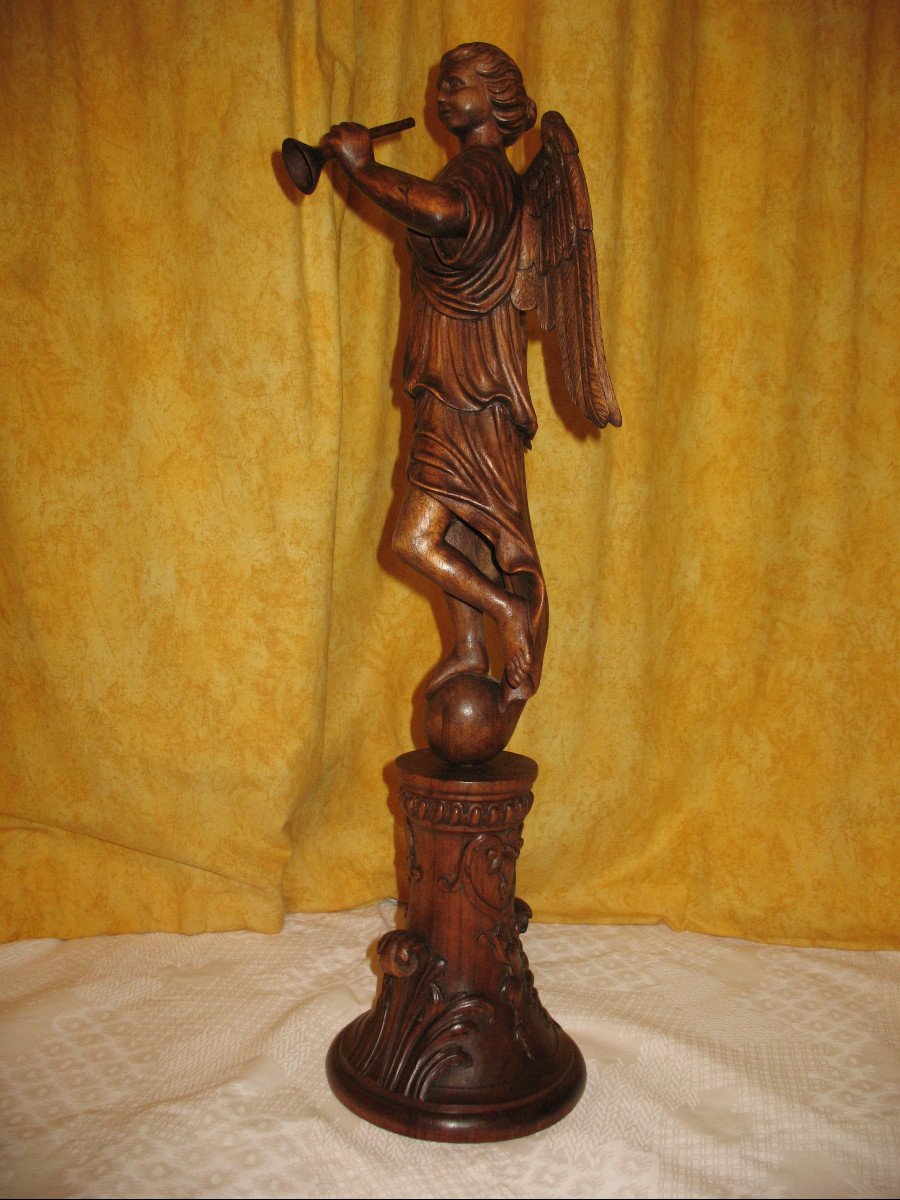 Winged Victory Large Wooden Sculpture 20th Century-photo-5