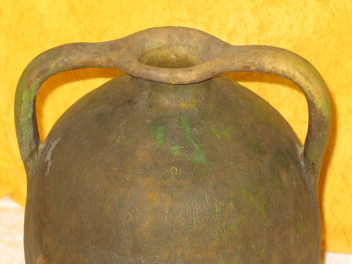 Sandstone Amphora From Mas Saintes Puelles (aude) Signed By Jean Perrutel Late 19th Century-photo-2