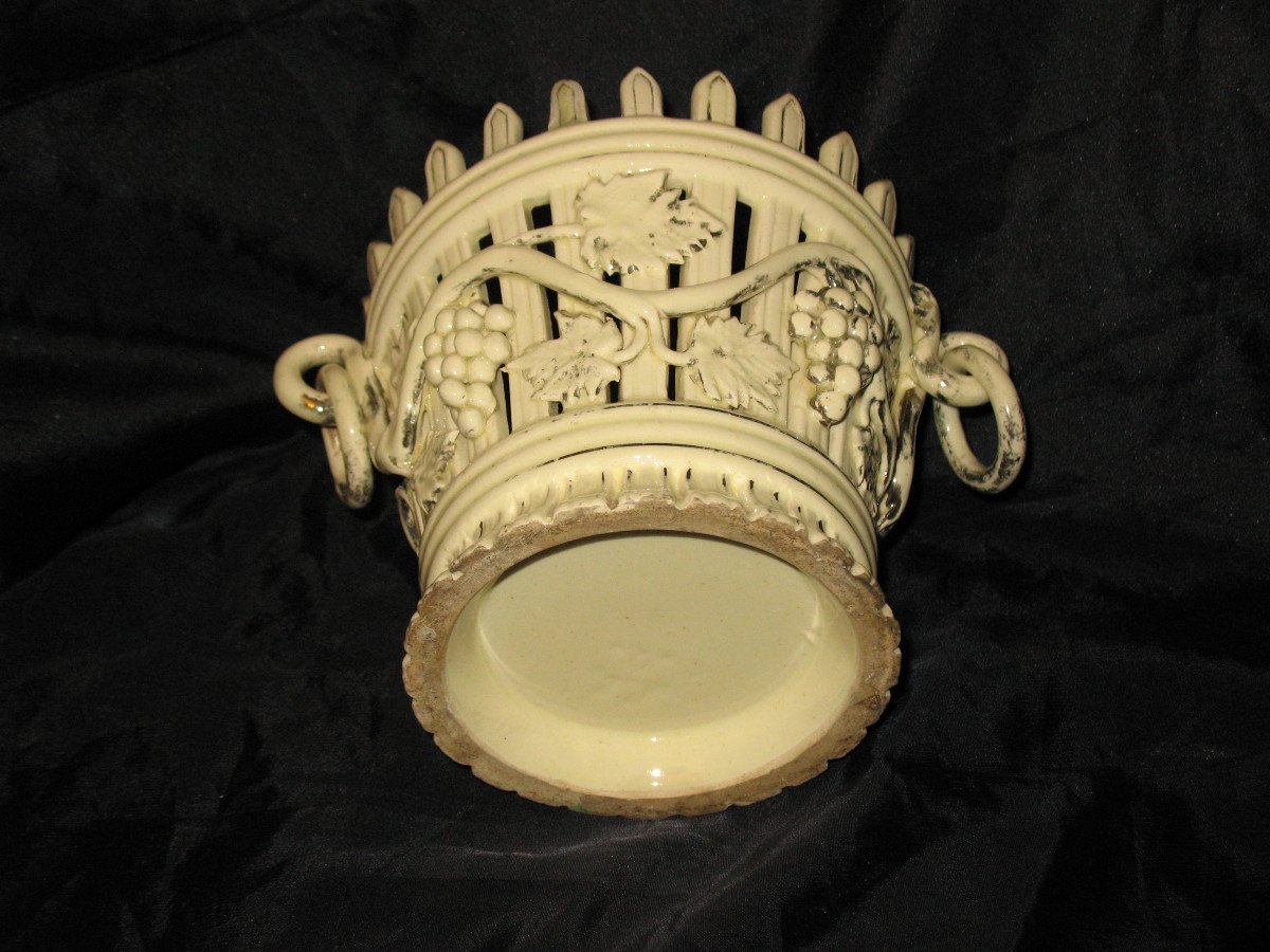 Palisade Basket In Langeais Earthenware With Vine Decoration Signed Cb 19th Century-photo-6