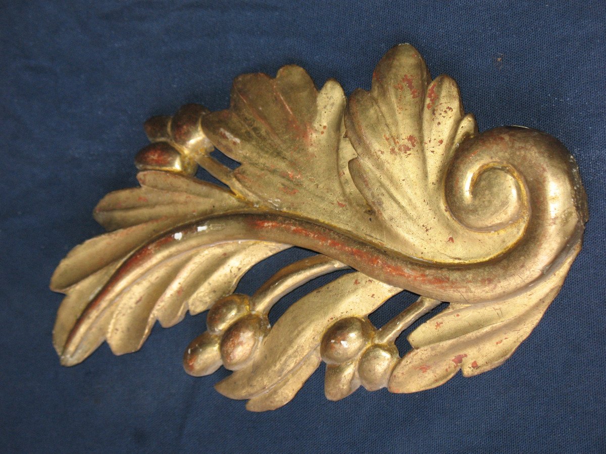 Set Of 7 Elements In Gilded Wood And Carved With Floral Decoration, 19th Century-photo-1