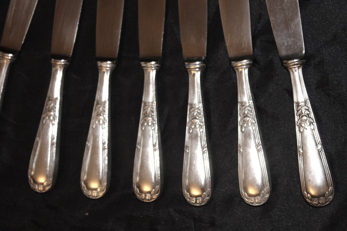 12 couteaux en métal argenté de style Louis XVI de chez Dalia-photo-4