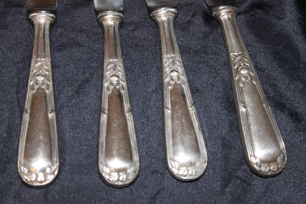 12 couteaux en métal argenté de style Louis XVI de chez Dalia-photo-6