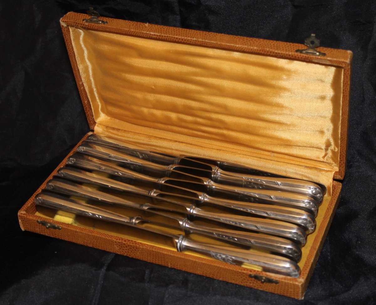 12 Louis XVI Style Silver Metal Knives From Dalia