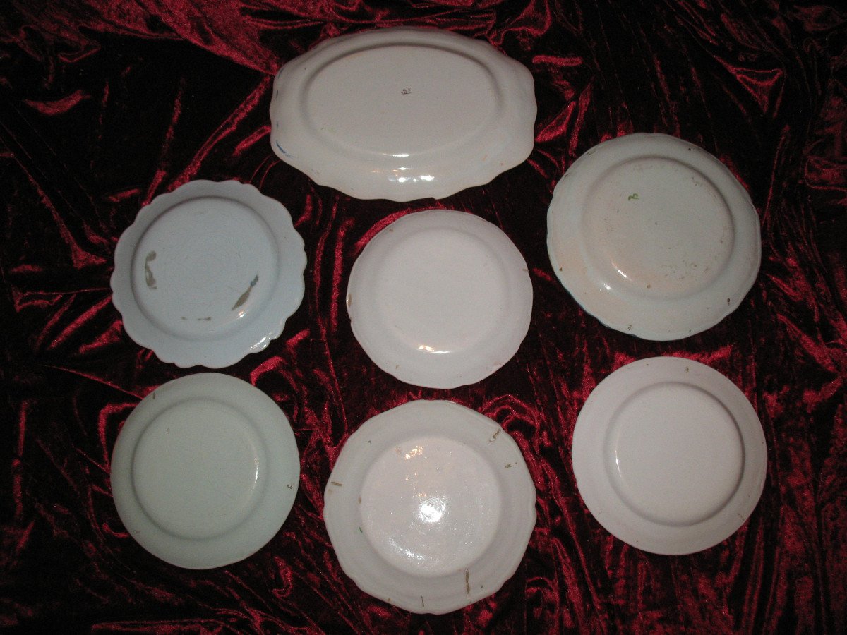 Regional Earthenware Collection Of Plates And Dishes Various Origins 7 Pieces-photo-1