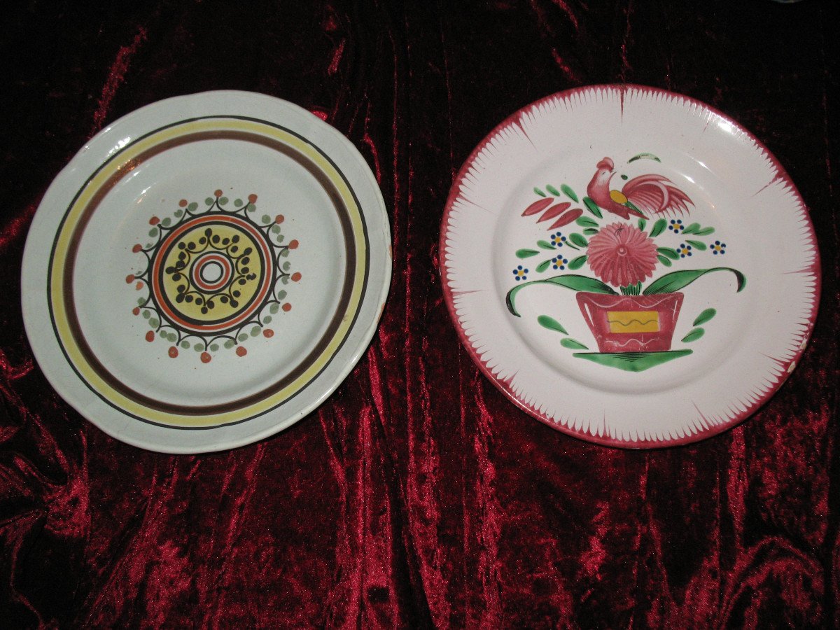 Regional Earthenware Collection Of Plates And Dishes Various Origins 7 Pieces-photo-7