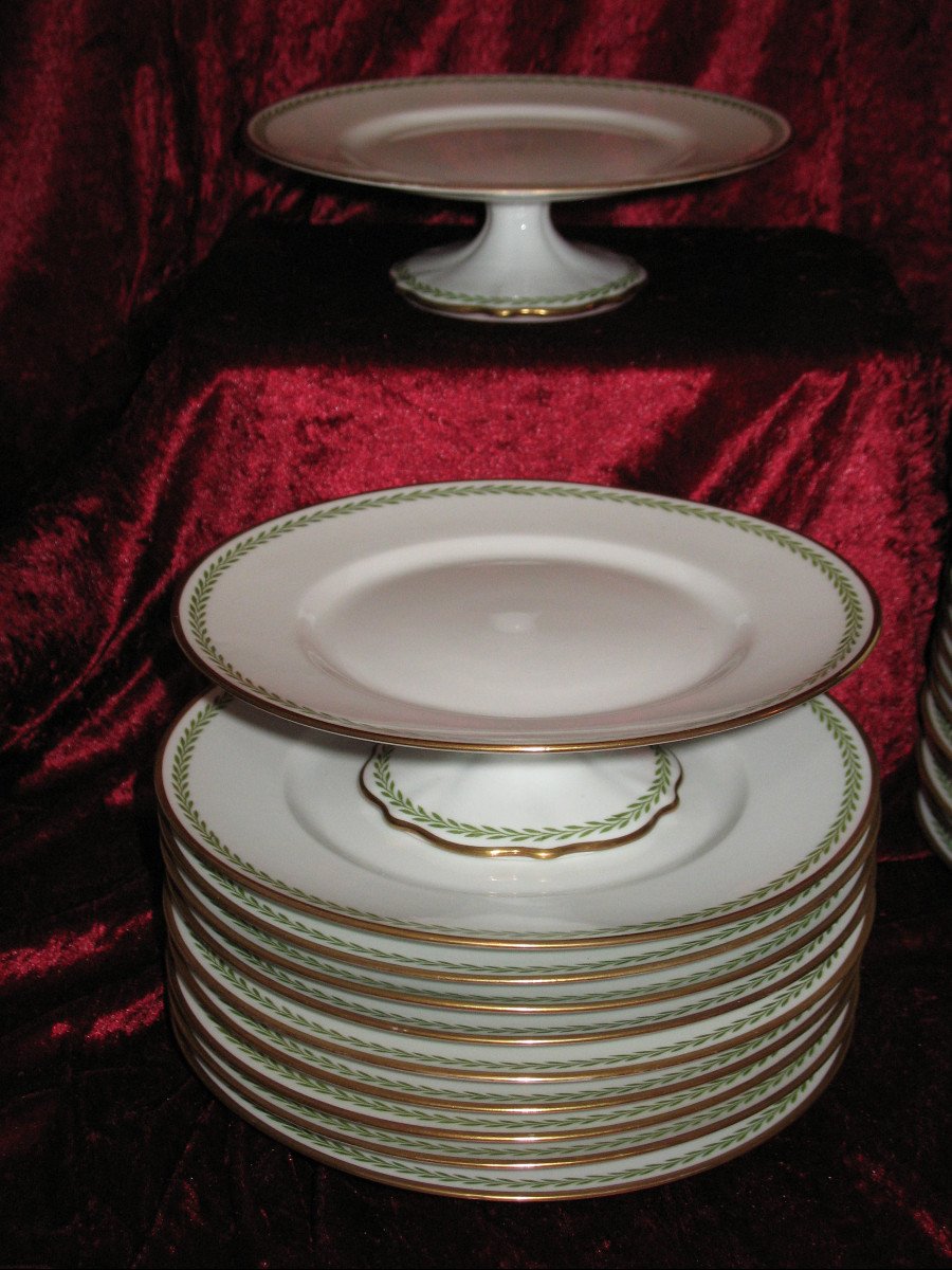 Porcelain Service Decorated With Laurel Friezes, Empire Style, Early 20th Century-photo-3