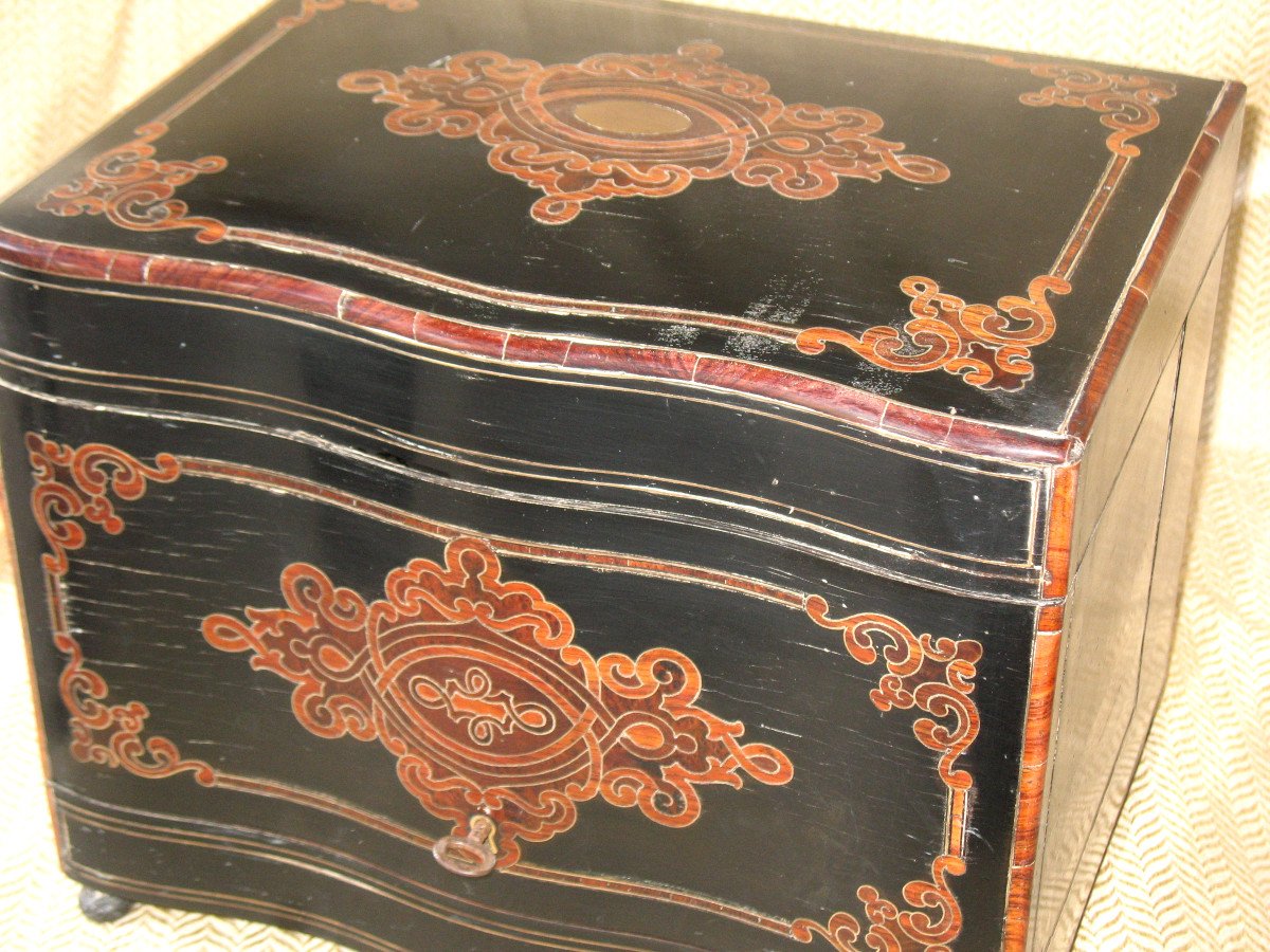 Liqueur Cellar Box In Napoleon III Marquetry, 19th Century-photo-2