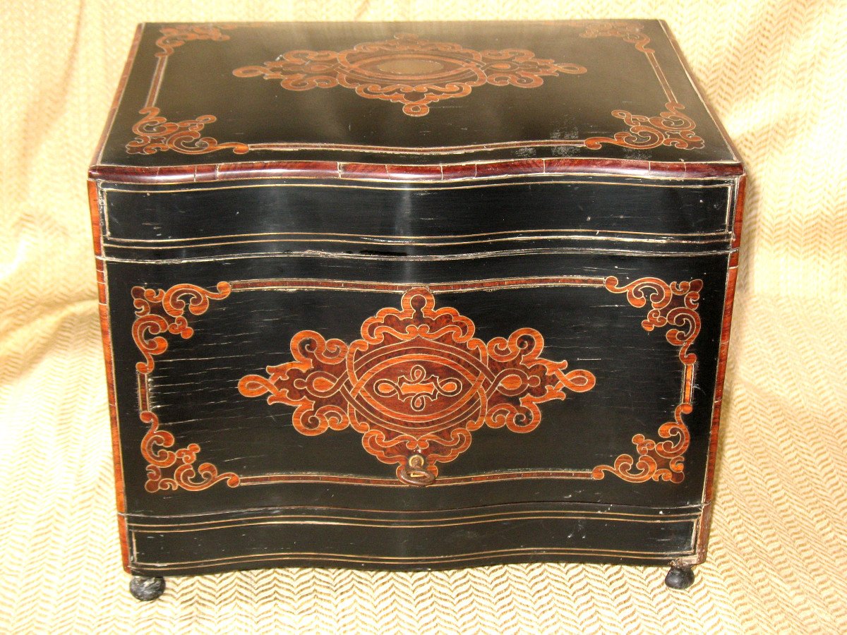 Liqueur Cellar Box In Napoleon III Marquetry, 19th Century-photo-3