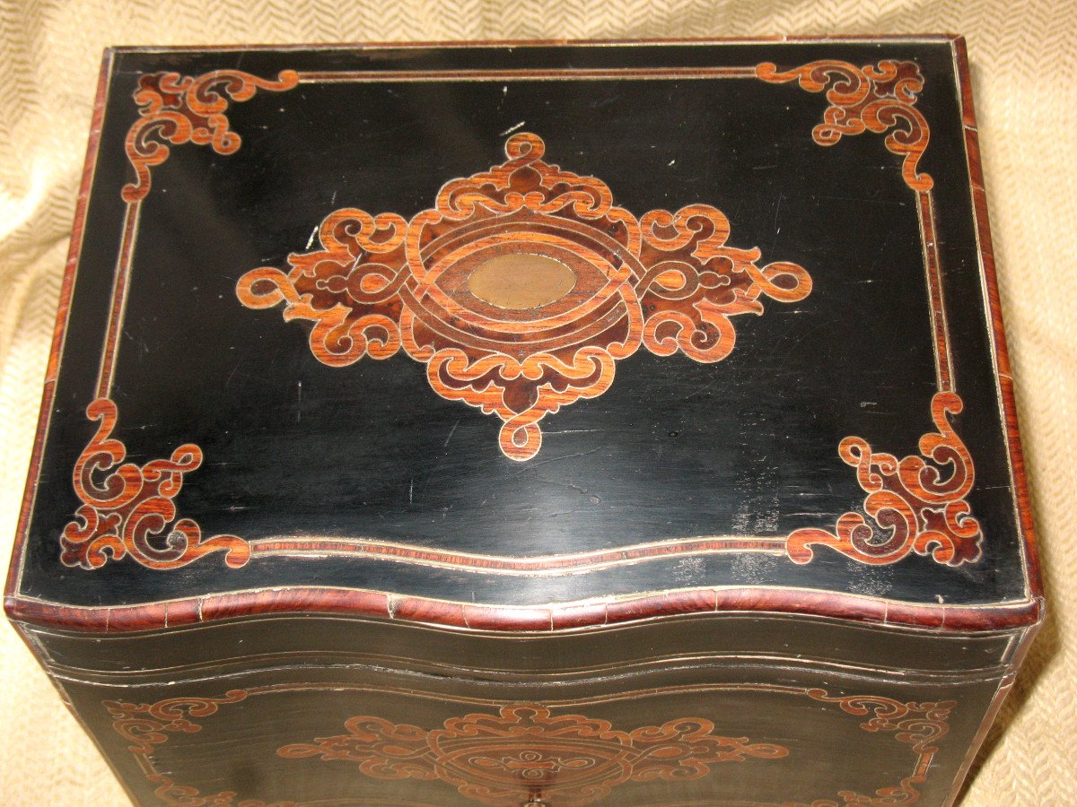 Liqueur Cellar Box In Napoleon III Marquetry, 19th Century-photo-4