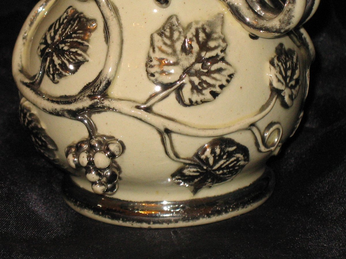 Langeais Earthenware Vase Decorated With Bunches Of Grapes, 19th Century-photo-3