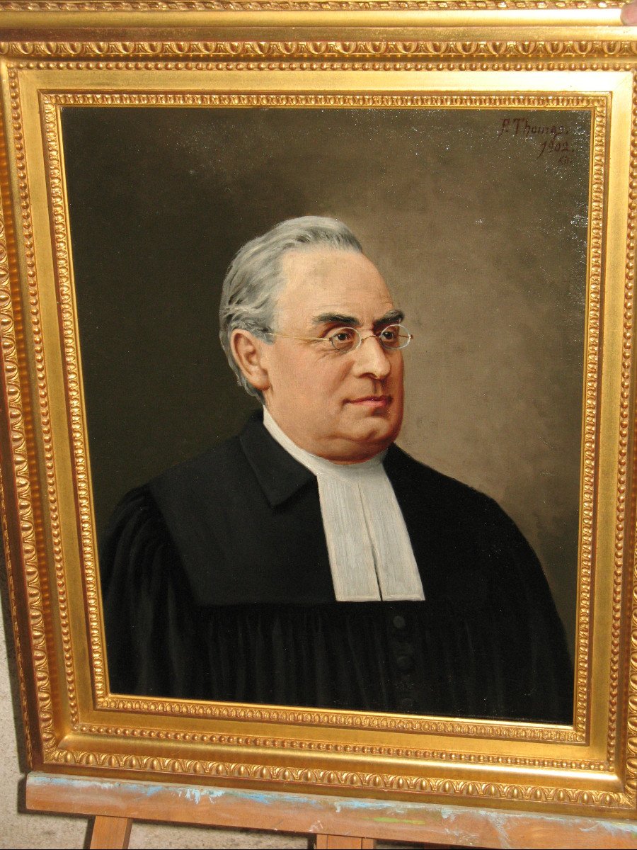 Paul Thomas (1859-1940) portrait d'un homme de loi Huile sur toile signée et datée 1902-photo-1