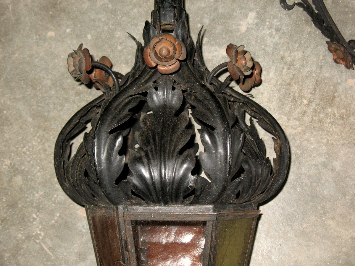 Wrought Iron Lantern Complete With Its Postern, Late 19th Century-photo-4