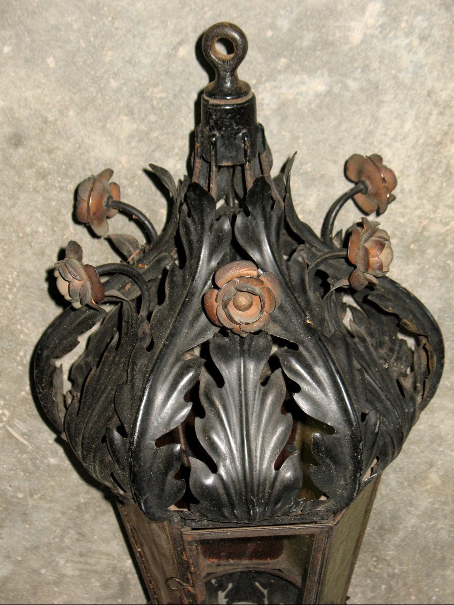 Wrought Iron Lantern Complete With Its Postern, Late 19th Century-photo-4