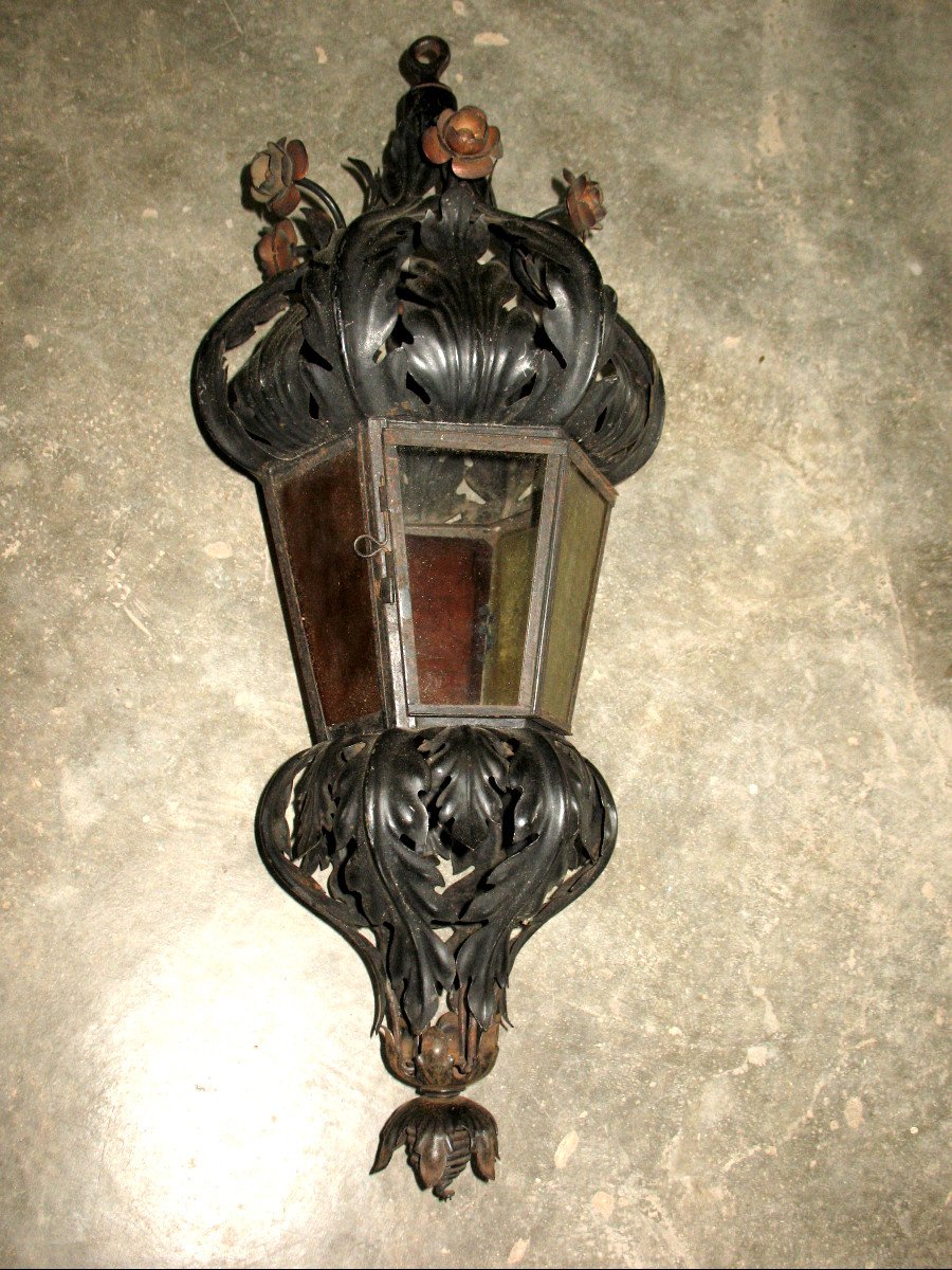 Wrought Iron Lantern Complete With Its Postern, Late 19th Century-photo-7