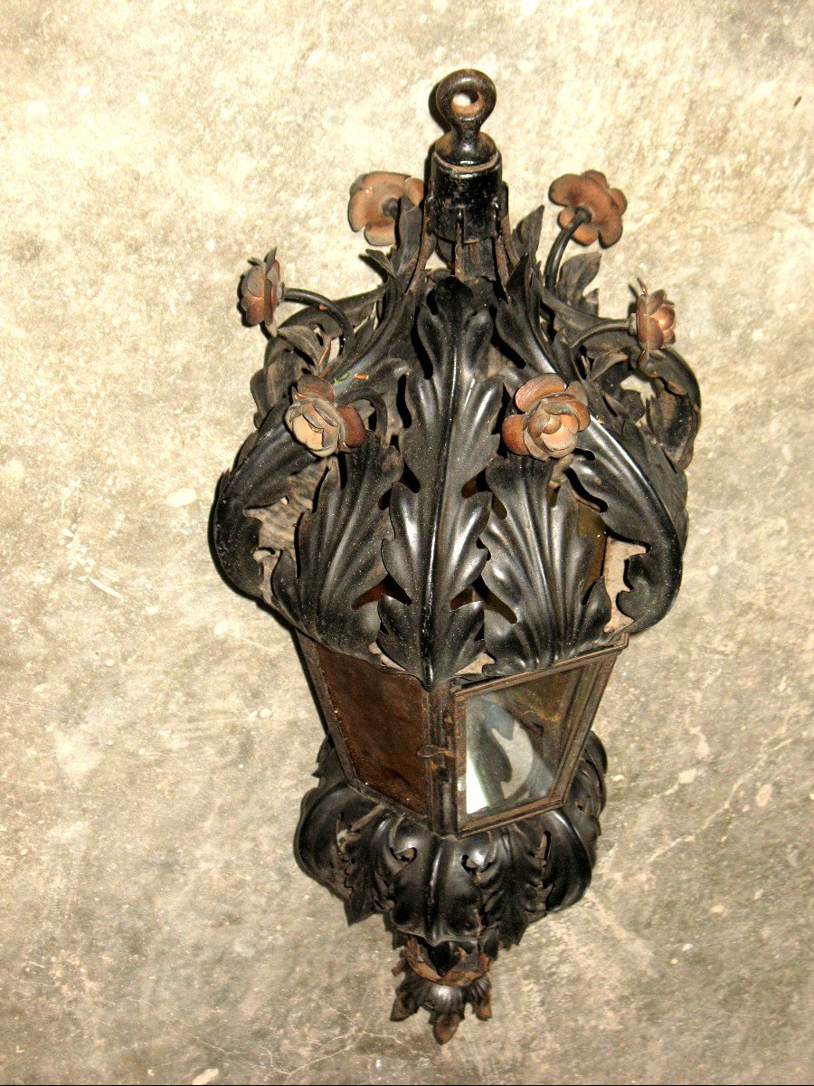 Wrought Iron Lantern Complete With Its Postern, Late 19th Century-photo-8