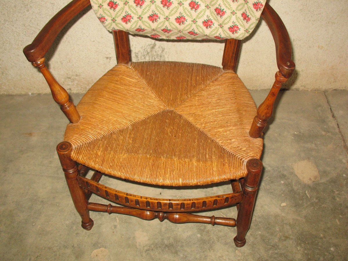 Suite Of 3 Provençal Straw Armchairs From The 19th Century In Louis XVI Style-photo-2