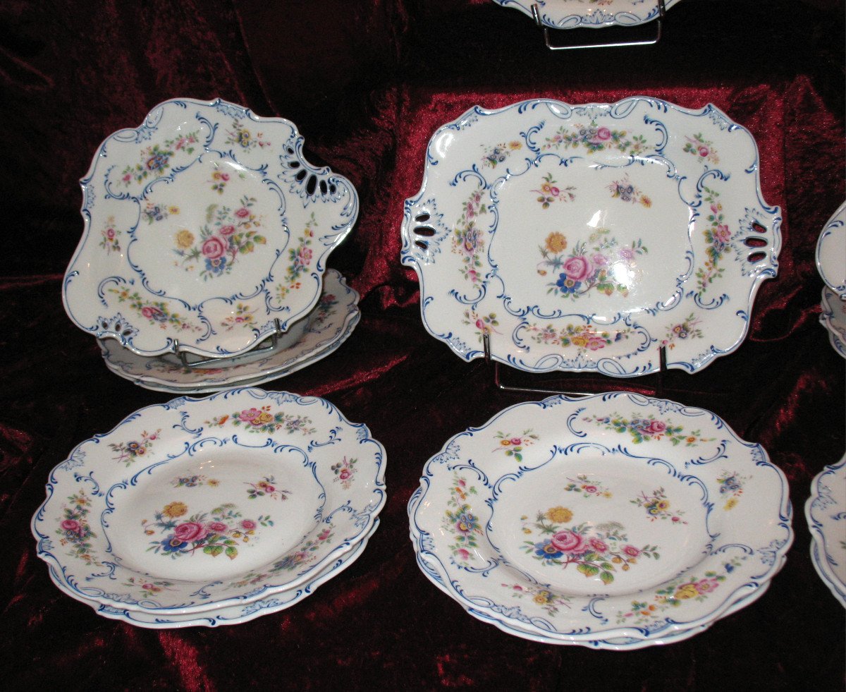 Minton English Porcelain Dessert Service With Floral Decoration, 19th Century-photo-3